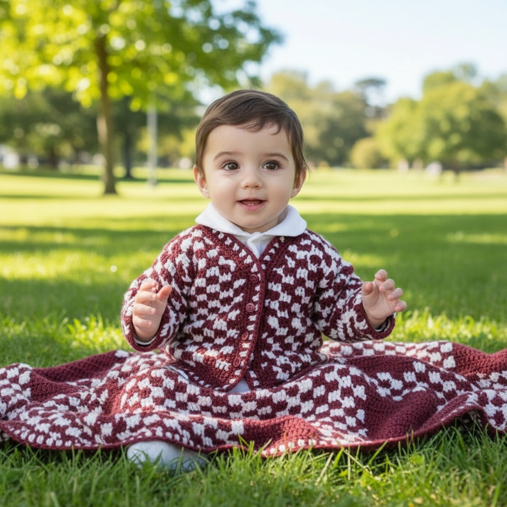 Amazing Crochet Baby Cardigan Pattern - 2 Sizes Checkered PDF - Image 3