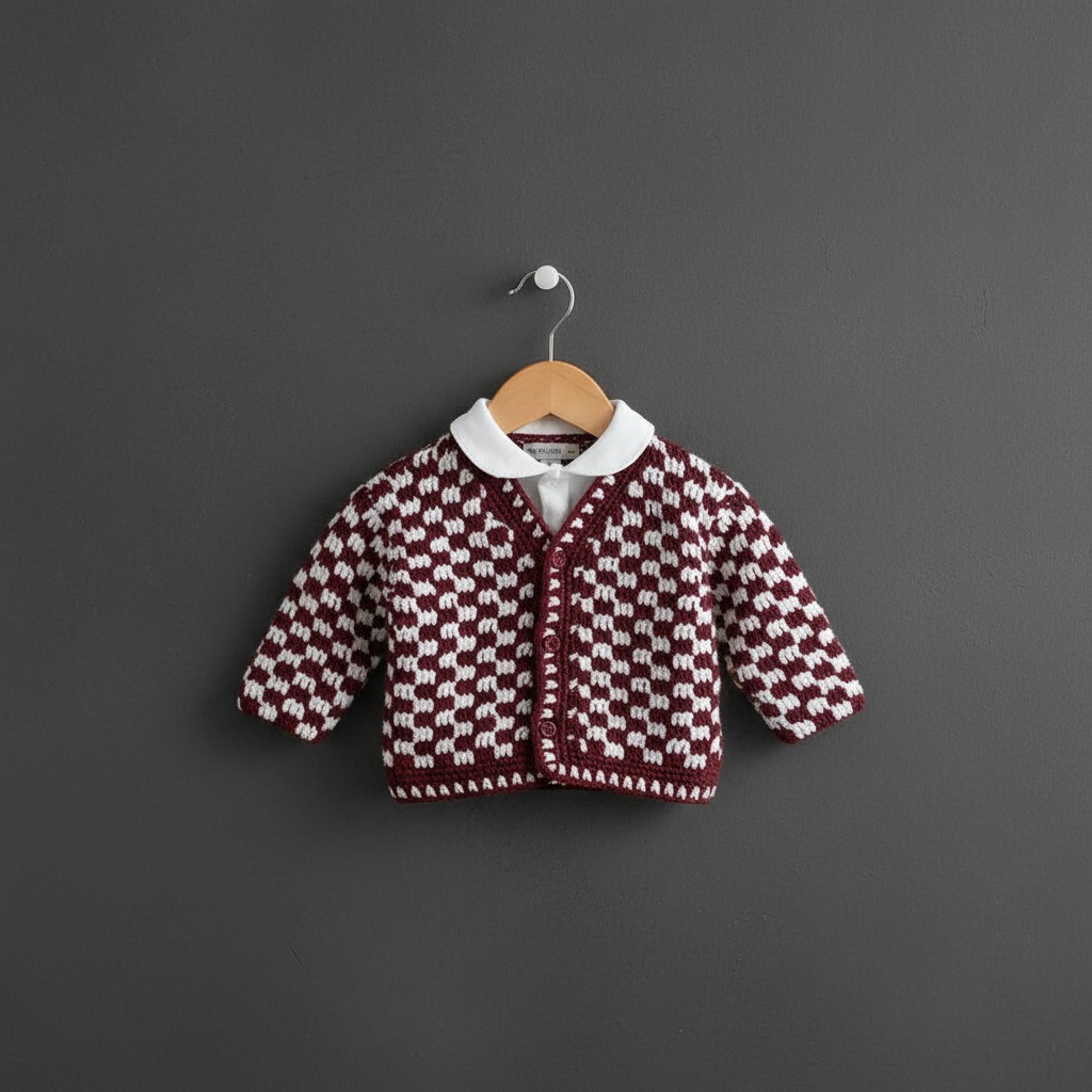 Amazing Crochet Baby Cardigan Pattern - 2 Sizes Checkered PDF - Image 5