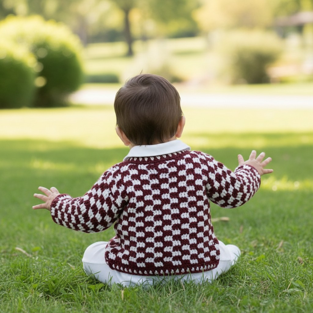 Amazing Crochet Baby Cardigan Pattern - 2 Sizes Checkered PDF - Image 8