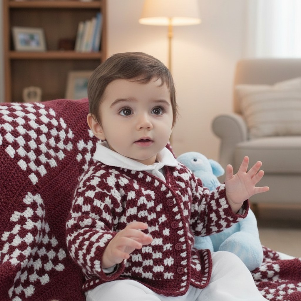 Amazing Crochet Baby Cardigan Pattern - 2 Sizes Checkered PDF - Image 9